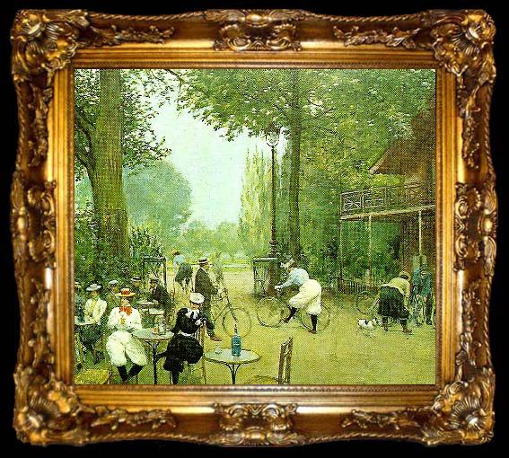 framed  Jean Beraud the cycle hut in the bois de boulogne, c., ta009-2